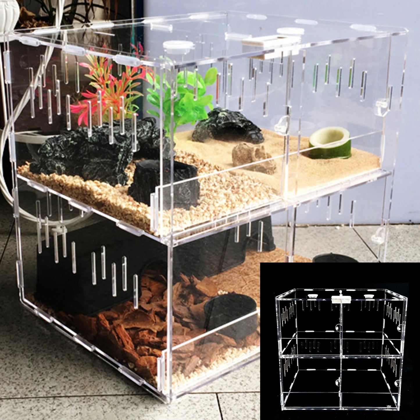 4 Grids Acrylic Pet Lizard Crawling Box