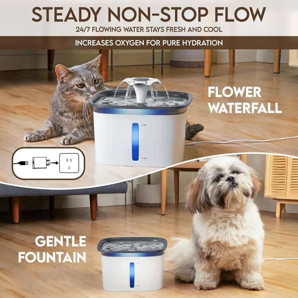 95oz/2.8L Pet Fountain, Automatic Cat/Dog Water Fountain  with Replacement Filters