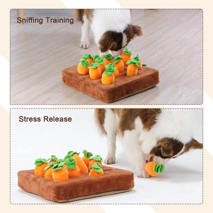 Non-slip plush carrot snuffle mat for dogs