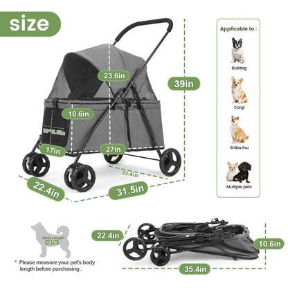 Wedyvko Luxury 80 lbs  Pet Stroller