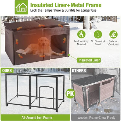 Dog House Insulated Outdoor Dog Kennel with Liner