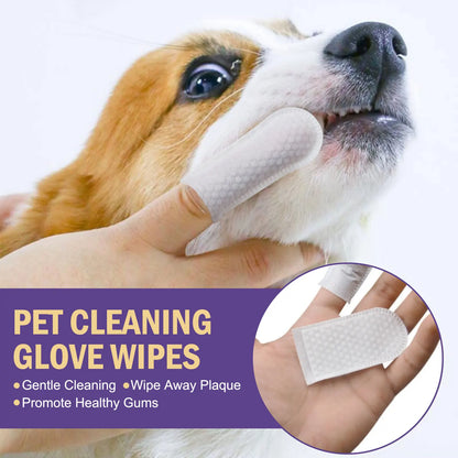 50PCS Cat & Dog Tooth Cleaning Glove Wipes,Pet Gum Care Gentle Tartar Odor Removal,Individually Packaged-Convenient-Lemon Flavor