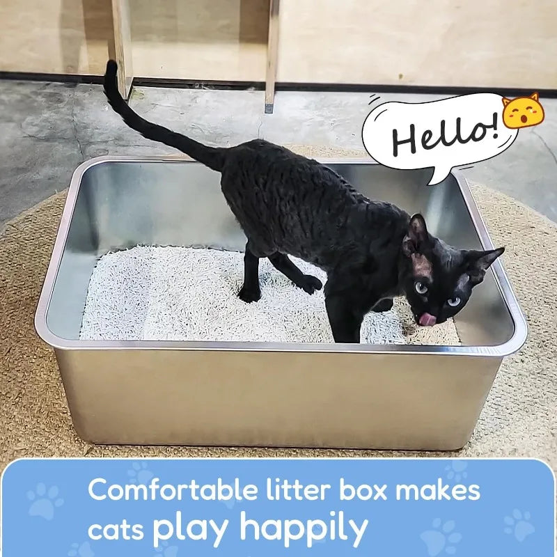 Stainless Steel Large Cat Litter Box