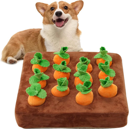 Non-slip plush carrot snuffle mat for dogs