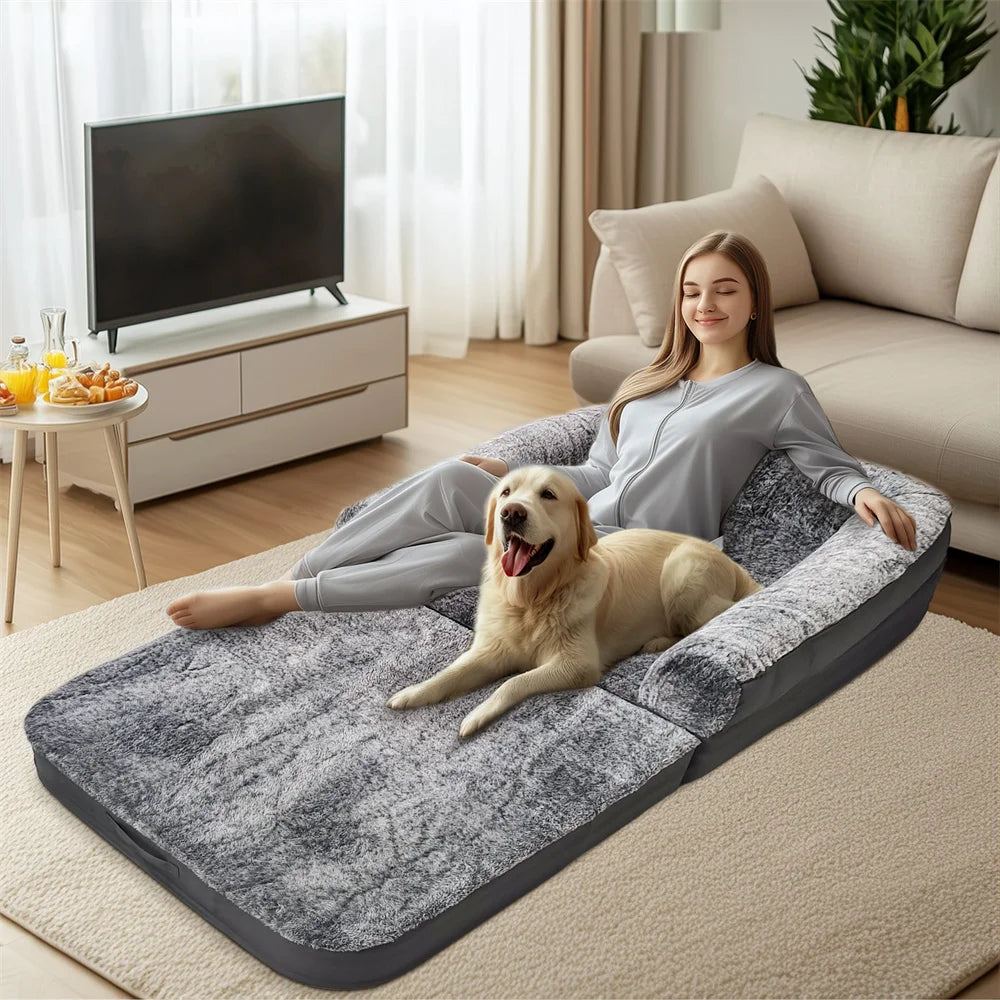 Foldable Human Dog Bed for Adult 2 in 1 Calming Bed