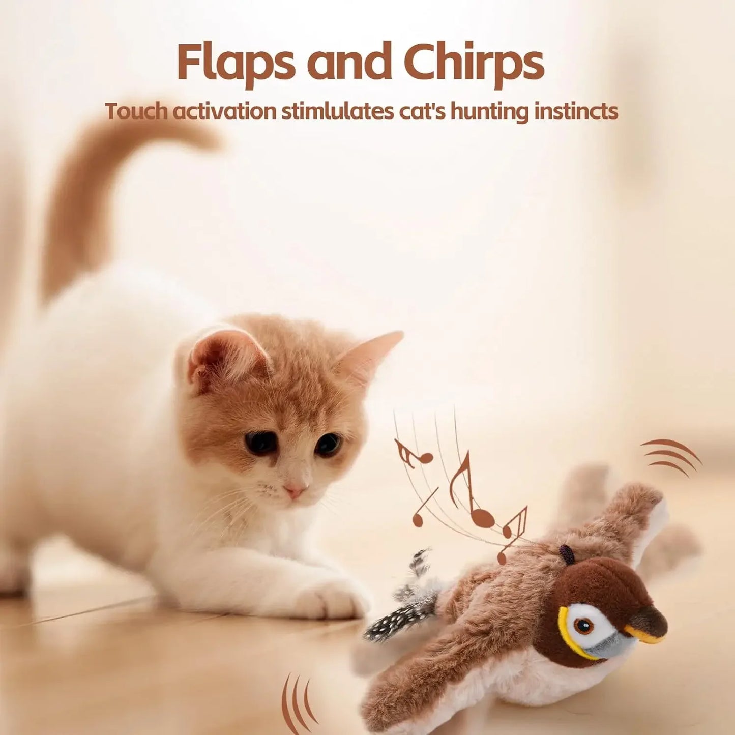 Interactive Cat Rechargeable Lifelike Bird Plush Toy