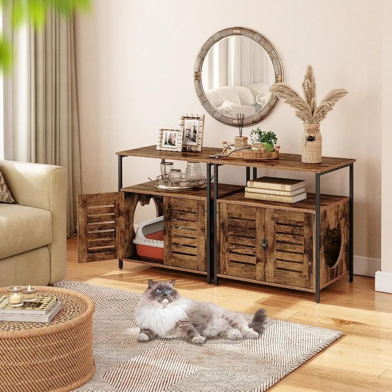 Louvered Stand with Hidden Cat Litter Box