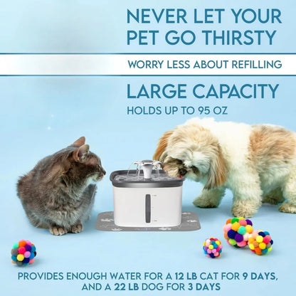 95oz/2.8L Pet Fountain, Automatic Cat/Dog Water Fountain  with Replacement Filters