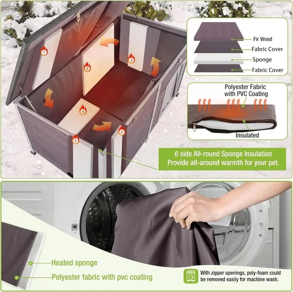59.1" Large Outdoor Dog House with Insulated Liner
