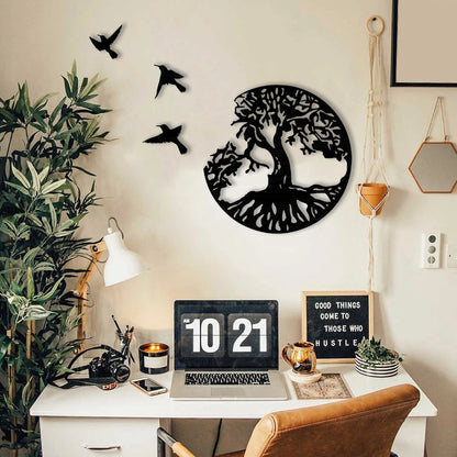 Tree Of Life And Birds Wood Wall Decor
