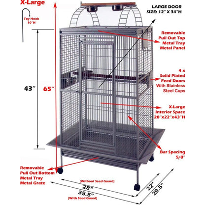 Extra Large Double Ladders Open Play Top Wrought Iron Bird Parrot Parakeet Finch Macaw Cockatoo Cage