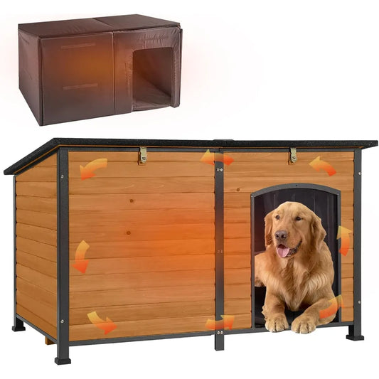 Dog House Insulated Outdoor Dog Kennel with Liner