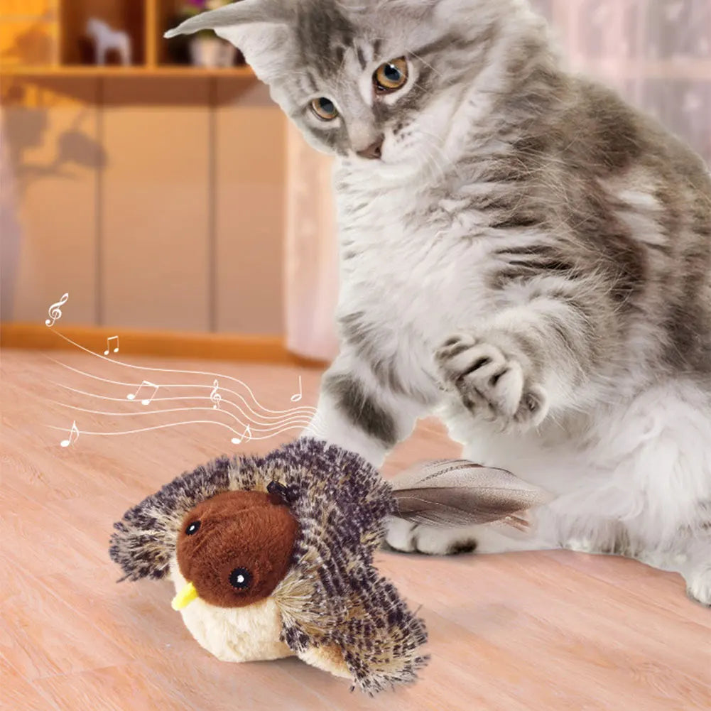 Interactive Electric Squeaky Cat Toys with flying Birds