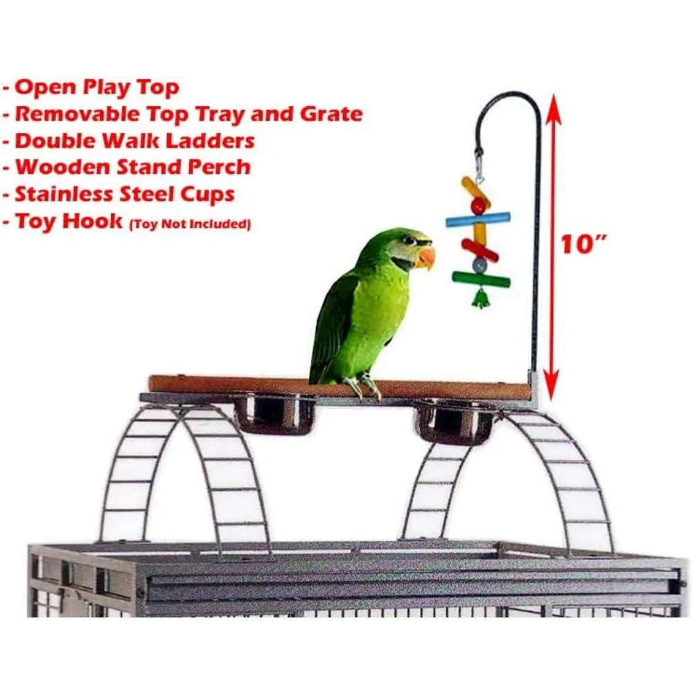 Extra Large Double Ladders Open Play Top Wrought Iron Bird Parrot Parakeet Finch Macaw Cockatoo Cage