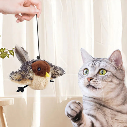 Interactive Electric Squeaky Cat Toys with flying Birds