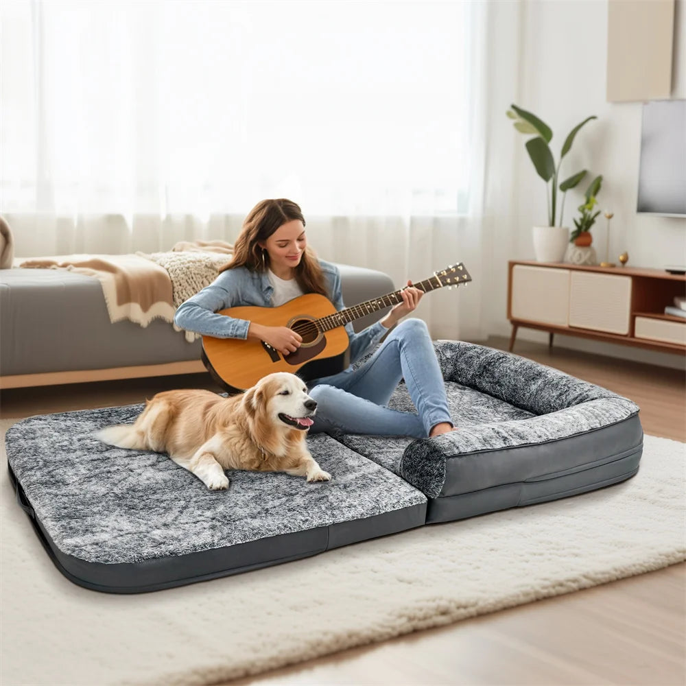 Foldable Human Dog Bed for Adult 2 in 1 Calming Bed