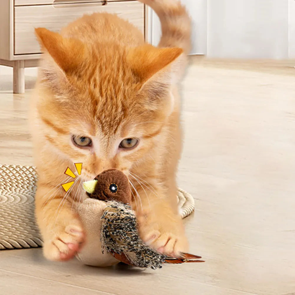 Interactive Electric Squeaky Cat Toys with flying Birds