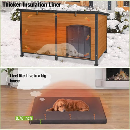 Dog House Insulated Outdoor Dog Kennel with Liner