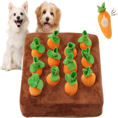 Non-slip plush carrot snuffle mat for dogs