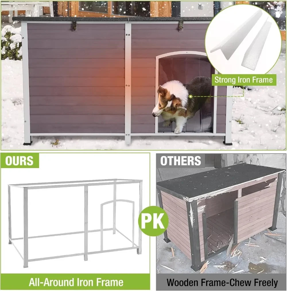 59.1" Large Outdoor Dog House with Insulated Liner