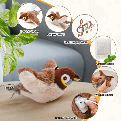 Interactive Cat Rechargeable Lifelike Bird Plush Toy