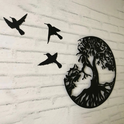 Tree Of Life And Birds Wood Wall Decor