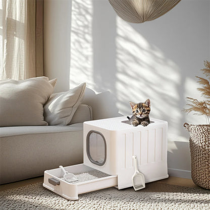 BingoPaw Foldable Cat Litter Tray Box