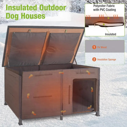 Dog House Insulated Outdoor Dog Kennel with Liner