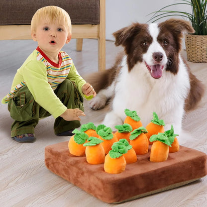 Non-slip plush carrot snuffle mat for dogs