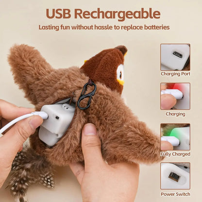 Interactive Cat Rechargeable Lifelike Bird Plush Toy