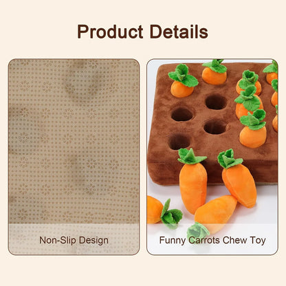 Non-slip plush carrot snuffle mat for dogs